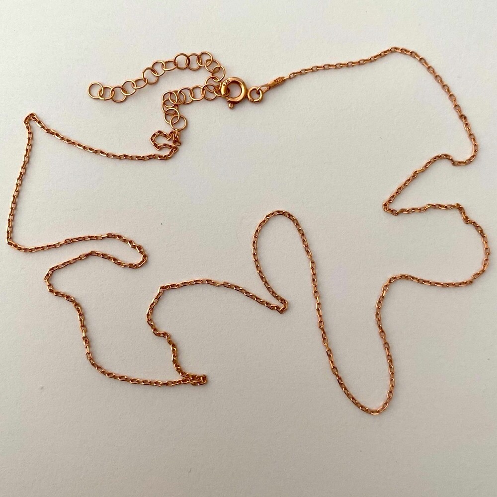 925 silver 1mm thick rose gold chain 18+2 inches